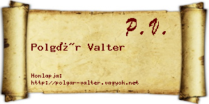 Polgár Valter névjegykártya